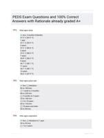PEDS Exam Questions and 100% Correct  Answers with Rationale already graded A+