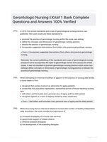 Gerontologic Nursing EXAM 1 Bank Complete Questions and Answers 100% Verified