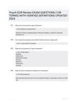 Psych EOR Review EXAM QUESTIONS (138 TERMS) WITH VERIFIED DEFINITIONS UPDATED 2024