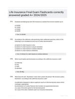 Life Insurance Final Exam Flashcards correctly answered graded A+ 2024/2025