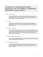 Foundations in Neonatal and Pediatric Respiratory Care 164 CORRECTLY ANSWERED QUESTIONS LATEST UPDATE