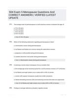 504 Exam 5 Menopause Questions And CORRECT ANSWERS |  VERIFIED |LATEST UPDATE