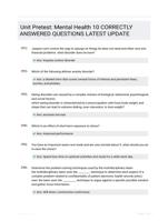 Unit Pretest: Mental Health 10 CORRECTLY ANSWERED QUESTIONS LATEST UPDATE