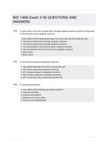 BIO 1406 Exam 3 96 QUESTIONS AND ANSWERS