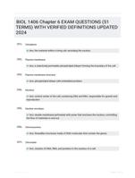 BIOL 1406 Chapter 6 EXAM QUESTIONS (51 TERMS) WITH VERIFIED DEFINITIONS UPDATED 2024