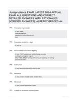 Jurisprudence EXAM LATEST 2024 ACTUAL EXAM ALL QUESTIONS AND CORRECT DETAILED ANSWERS WITH RATIONALES (VERIFIED ANSWERS) |ALREADY GRADED A+