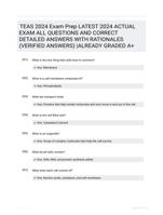 TEAS 2024 Exam Prep LATEST 2024 ACTUAL EXAM ALL QUESTIONS AND CORRECT DETAILED ANSWERS WITH RATIONALES (VERIFIED ANSWERS) |ALREADY GRADED A+