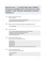 BIO254 Exam 1  73 QUESTIONS AND CORRECT DETAILED ANSWERS WITH RATIONALES (100% CORRECT AND VERIFIED ANSWERS) ALREADY GRADED A+