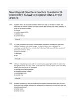 Neurological Disorders Practice Questions 26 CORRECTLY ANSWERED QUESTIONS LATEST UPDATE