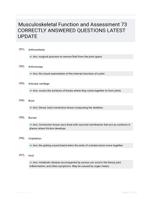 Musculoskeletal Function and Assessment 73 CORRECTLY ANSWERED QUESTIONS LATEST UPDATE