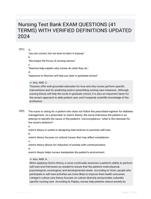 Nursing Test Bank EXAM QUESTIONS (41 TERMS) WITH VERIFIED DEFINITIONS UPDATED 2024