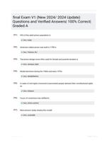 final Exam V1 (New 2024/ 2024  Update) Questions and Verified Answers| 100%  Correct| Graded A