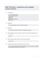 NUR 155 exam 1 questions and complete correct  answers
