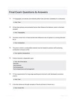 Final Exam Questions & Answers