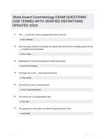 State board Cosmetology EXAM QUESTIONS (358 TERMS) WITH VERIFIED DEFINITIONS UPDATED 2024