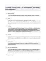 Reading Study Guide (44 Questions & Answers) Latest Update
