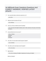 Air MEthods Exam Questions Questions And CORRECT ANSWERS |  VERIFIED |LATEST UPDATE