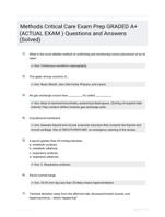 Methods Critical Care Exam Prep GRADED A+ (ACTUAL EXAM ) Questions and Answers (Solved)