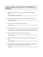 Leasing Agent License Exam - Questions & Solutions