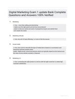 Digital Marketing Exam 1 update Bank Complete Questions and Answers 100% Verified
