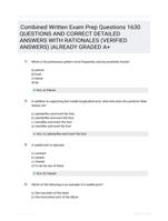 Combined Written Exam Prep Questions 1630 QUESTIONS AND CORRECT DETAILED ANSWERS WITH RATIONALES (VERIFIED ANSWERS) |ALREADY GRADED A+