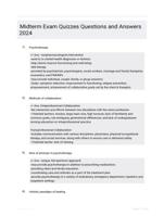 Midterm Exam Quizzes Questions and Answers 2024