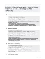Midterm EXAM LATEST   WITH 155 REAL EXAM QUESTIONS  AND ANSWERS(VERIFIED ANSWERS)