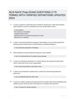NLN NACE Prep EXAM QUESTIONS (119 TERMS) WITH VERIFIED DEFINITIONS UPDATED 2024