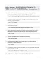 Sales Mastery (EXAM 60 QUESTIONS  WITH 100% CORRECT  ANSWERS) ( set of questions 1)