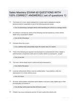 Sales Mastery (EXAM 60 QUESTIONS  WITH 100% CORRECT  ANSWERS) ( set of questions 1)