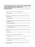 Cosmetology Hawaii License Test 5 QUESTIONS AND ANSWERS 100% VERIFIED A+ GUARANTEED