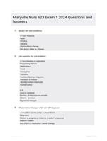 Maryville Nurs 623 Exam 1 2024 Questions and Answers
