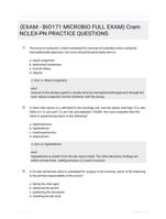(EXAM - BIO171 MICROBIO FULL EXAM) Cram NCLEX-PN PRACTICE QUESTIONS