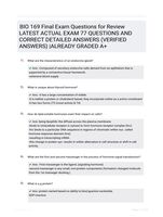 BIO 169 Final Exam Questions for Review LATEST  ACTUAL EXAM 77  QUESTIONS AND CORRECT DETAILED ANSWERS  (VERIFIED ANSWERS) |ALREADY GRADED A+