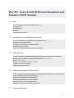 Bio 169 - Exam 3 with 83 Correct Questions and Answers (2024 Update).