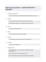 NUR 160 Quiz/Exam 1 QUESTIONS WITH ANSWER
