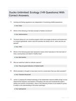 Ducks Unlimited: Ecology 149 CORRECTLY ANSWERED QUESTIONS LATEST UPDATE