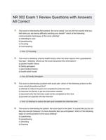 NR 302 Exam 1 Review Questions with Answers All Correct
