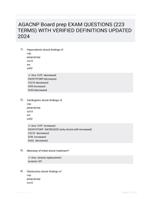 AGACNP Board prep EXAM QUESTIONS (223 TERMS) WITH VERIFIED DEFINITIONS UPDATED 2024