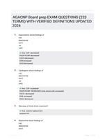 AGACNP Board prep EXAM QUESTIONS (223 TERMS) WITH VERIFIED DEFINITIONS UPDATED 2024