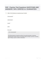 RVE - Practice Test Questions QUESTIONS AND ANSWERS 100% VERIFIED A+ GUARANTEED