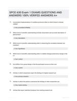 SPCE 630 Exam 1 EXAMS  QUESTIONS AND ANSWERS 100% VERIFED ANSWERS A+