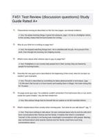F451 Test Review (discussion questions) Study Guide Rated A+
