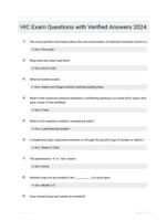 HIC Exam Questions with Verified Answers 2024