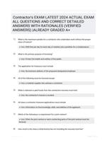 Contractor's EXAM LATEST 2024 ACTUAL EXAM ALL QUESTIONS AND CORRECT DETAILED ANSWERS WITH RATIONALES (VERIFIED ANSWERS) |ALREADY GRADED A+