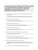 Contractor's EXAM LATEST 2024 ACTUAL EXAM ALL QUESTIONS AND CORRECT DETAILED ANSWERS WITH RATIONALES (VERIFIED ANSWERS) |ALREADY GRADED A+