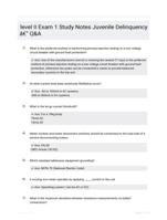 level II Exam 1 Study Notes Juvenile Delinquency - Q&A