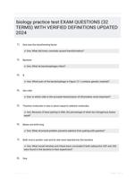 biology practice test EXAM QUESTIONS (32 TERMS) WITH VERIFIED DEFINITIONS UPDATED 2024