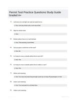Permit Test Practice Questions Study Guide Graded A+