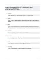 ENGLISH EXAM 2024 QUESTIONS AND ANSWERS RATED A+